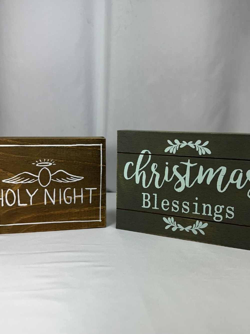 Set of Wooden Christmas Signs for Holiday Decor